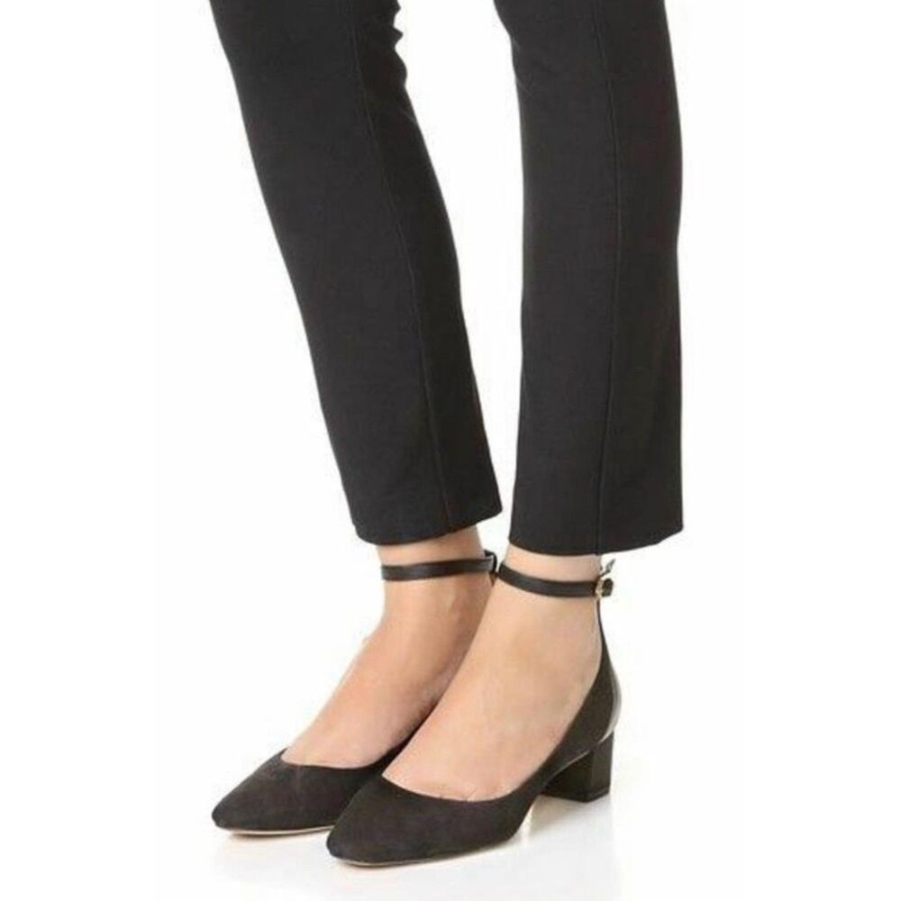 Sam Edelman "Lola" Black Suede Ankle Strap Pumps